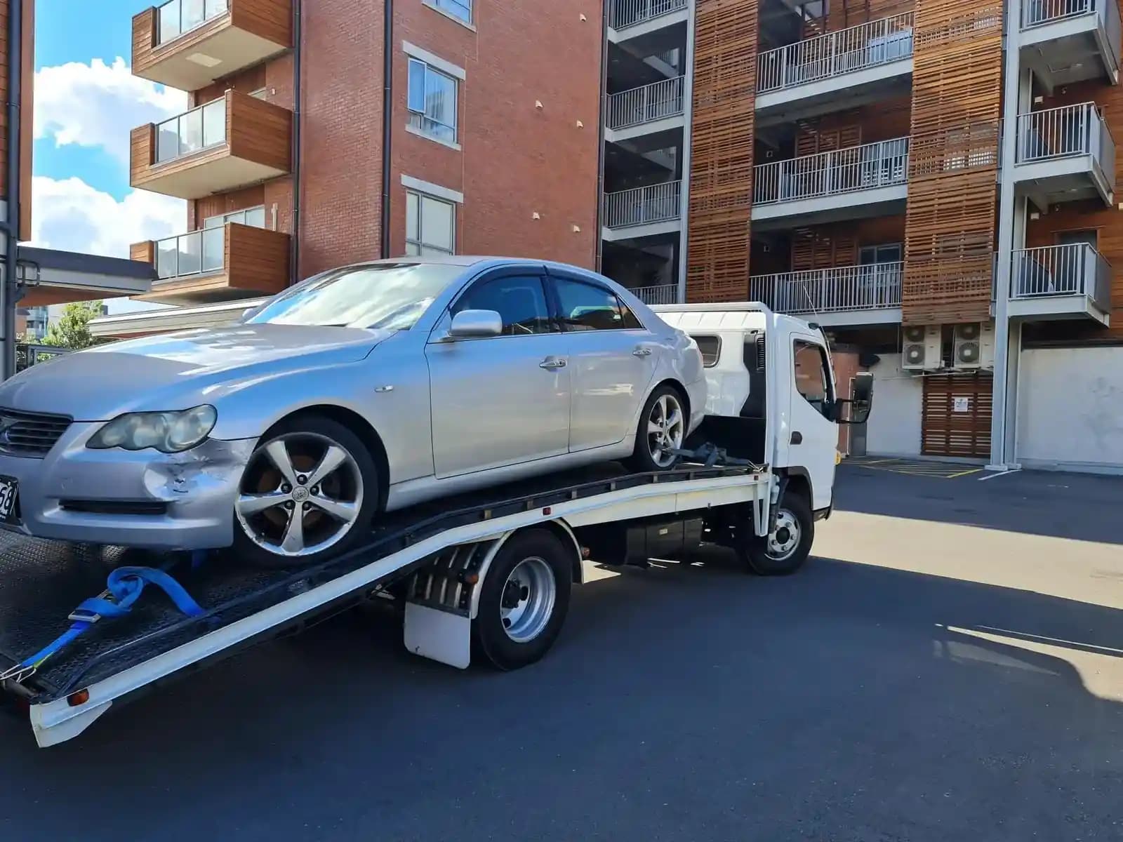 Damaged vehicle collected for scrap and cash by Apex car removal in Hamilton